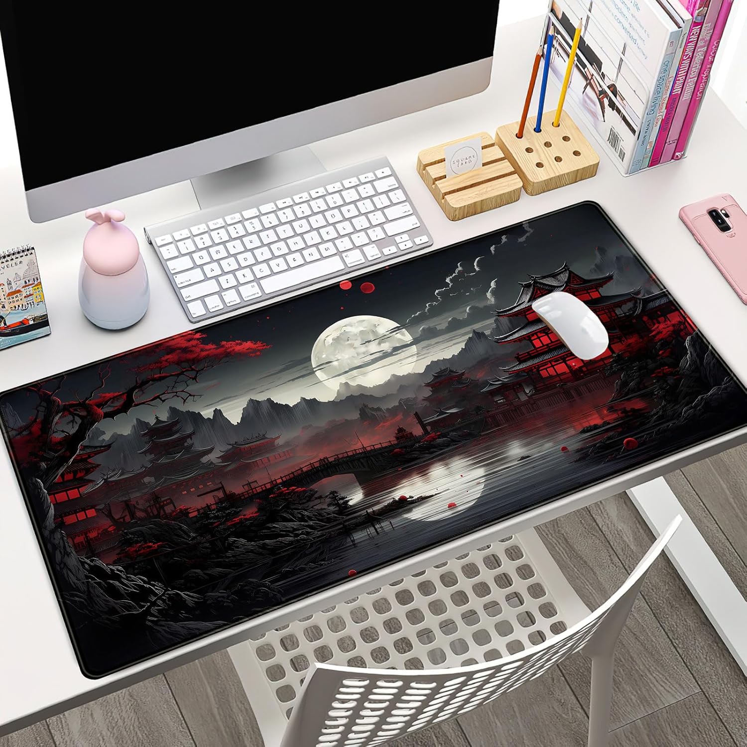 Japanese Desk Mat Riverside Fu - đánh giá và giá Gaming Keyboard Mouse