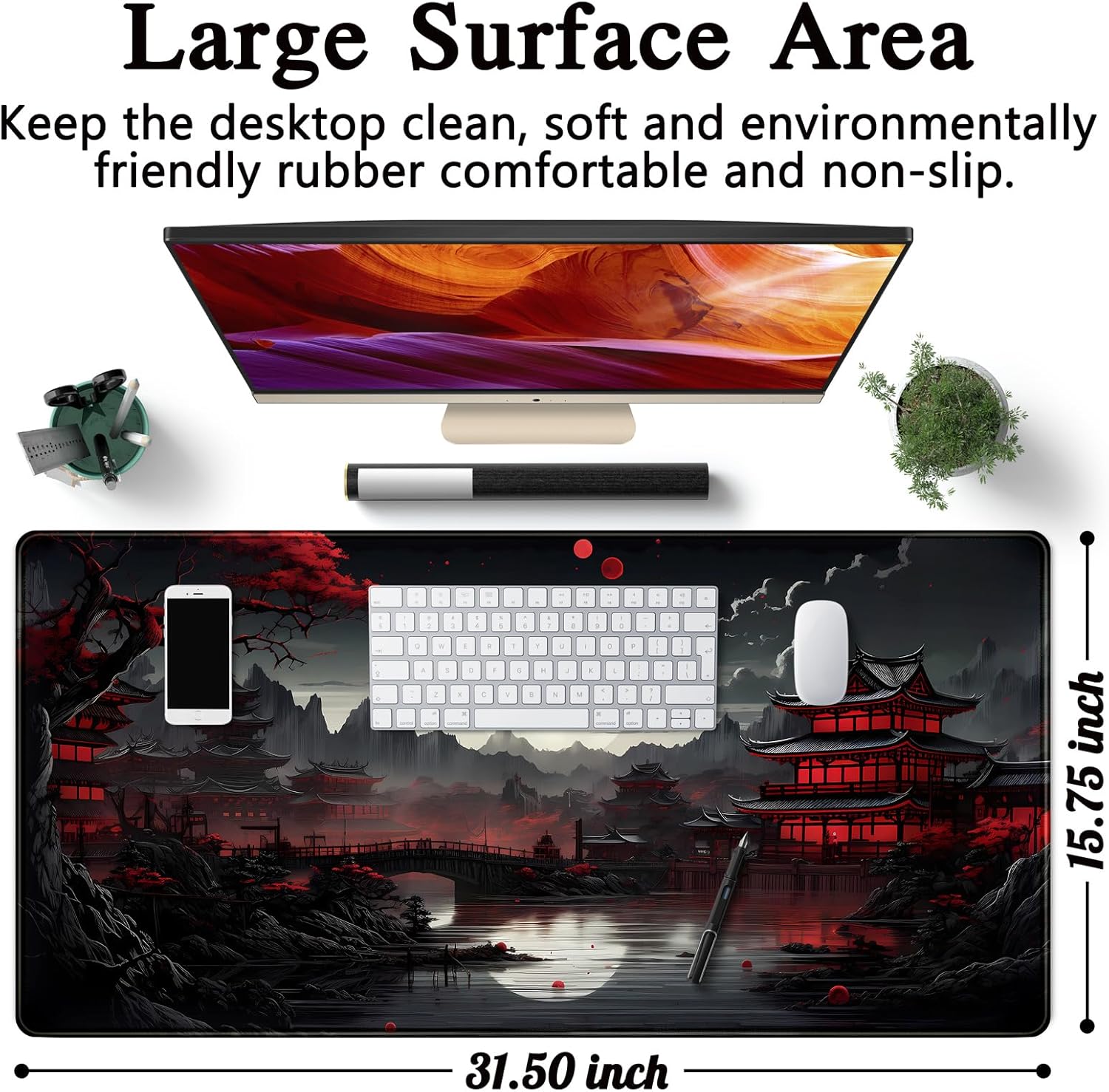Japanese Desk Mat Riverside Fu - đánh giá và giá Gaming Keyboard Mouse