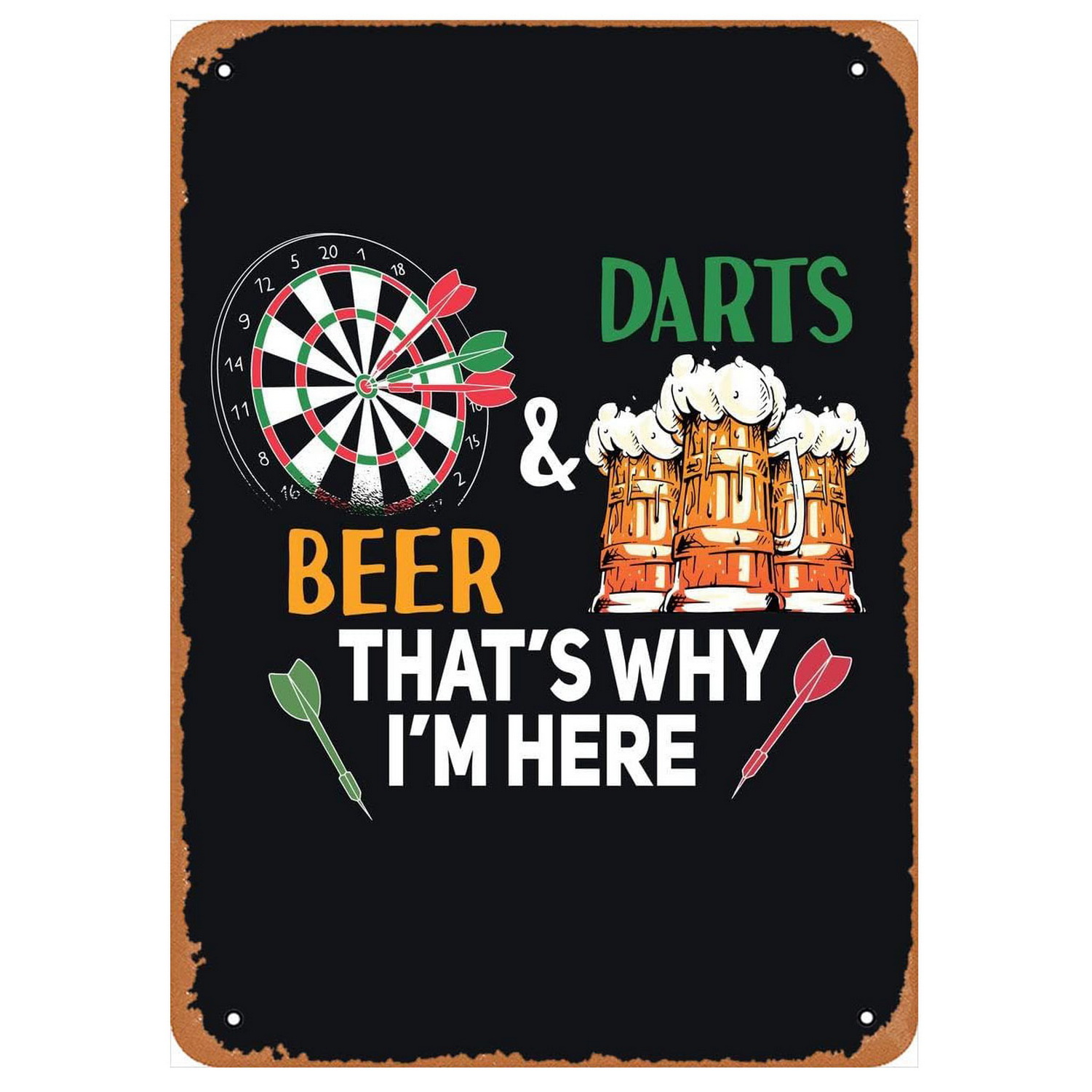 Vintage Darts & Beer Tin Sign, - đánh giá và giá Brass Weight Plate