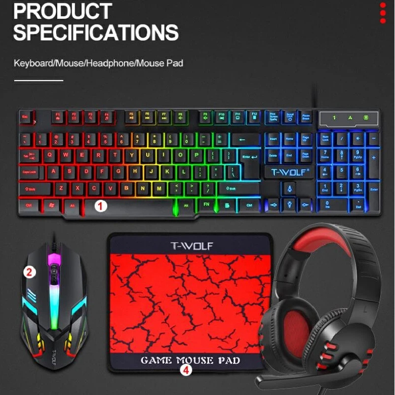 Spanish Russian Keyboard Layou - đánh giá và giá Gaming Keyboard Mouse And Headset Combo