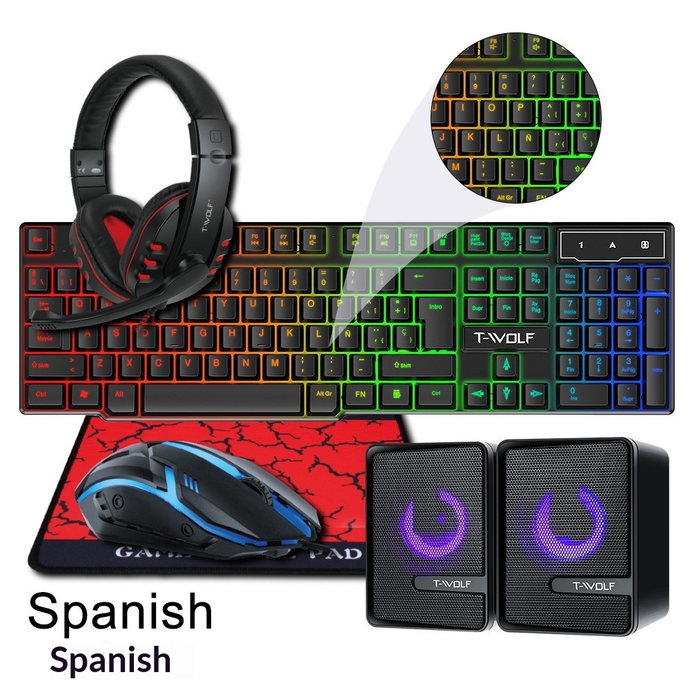 Spanish Russian Keyboard Layou - đánh giá và giá Gaming Keyboard Mouse And Headset Combo